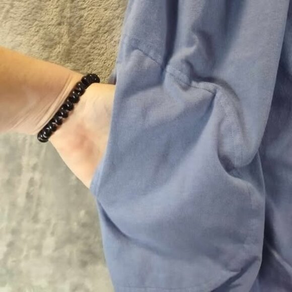 FP Beach Blue Tie Shoulder Dress S Soft 100% Cotton Boho Cottagecore Sundress‎ - Picture 7 of 10